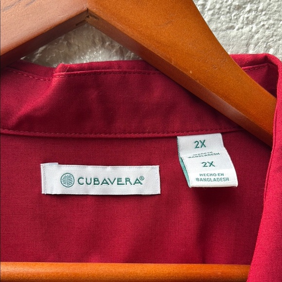 Cubavera Red Casual Button Down Shirt Short Sleeve - Picture 3 of 6